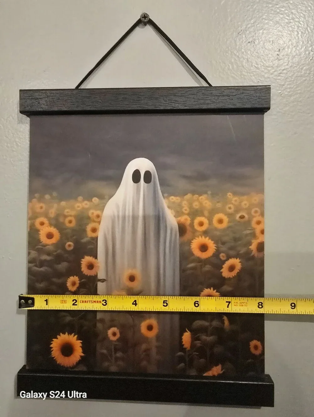 Sunflower Ghost Wall Art Print - White & Yellow